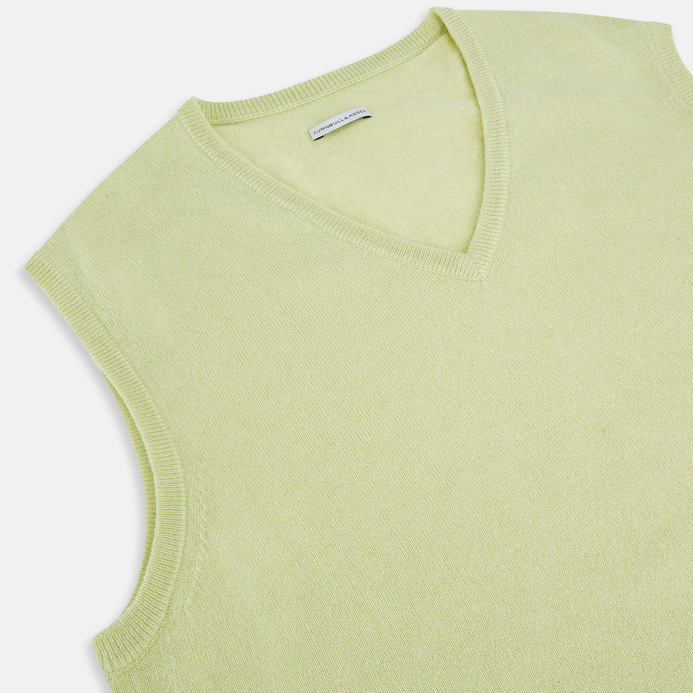 Melon Green V-neck Cashmere Vest