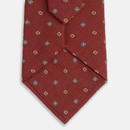 Red Motif Silk Tie Image 2