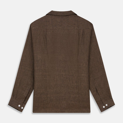 Chocolate Brown Linen Holiday Fit Fellows Shirt Image 4