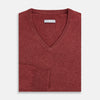 View 4 of product Burgundy Crew V-Neck Cashmere Jumper
