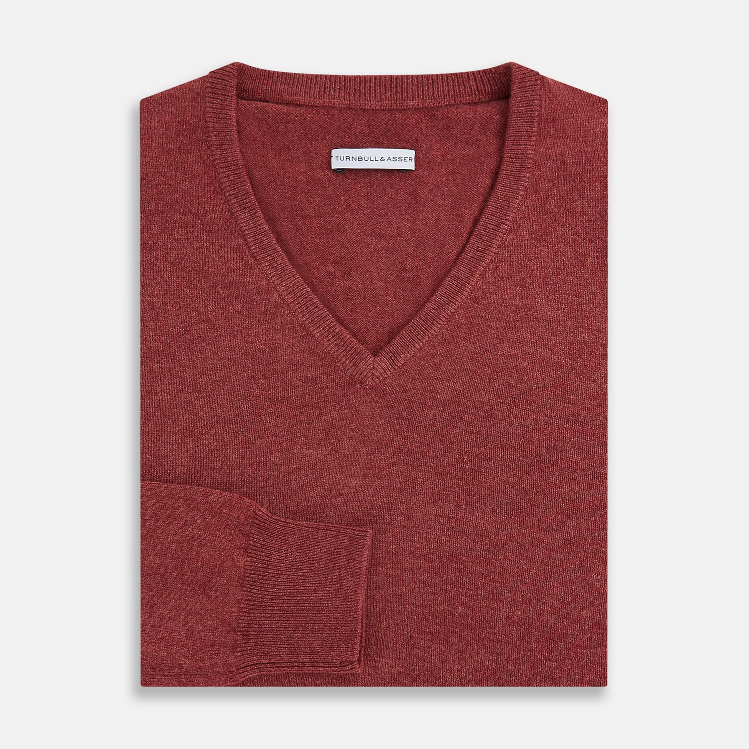 View 4 of product Burgundy Crew V-Neck Cashmere Jumper