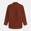 View 5 of product Burgundy Cotton and Cashmere Weekend Fit Shirt with Dorset Collar and 1-Button Cuffs