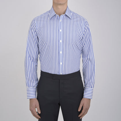 Blue and White Candy Stripe Shirt with T&A Collar and 3-Button Cuffs Image 3