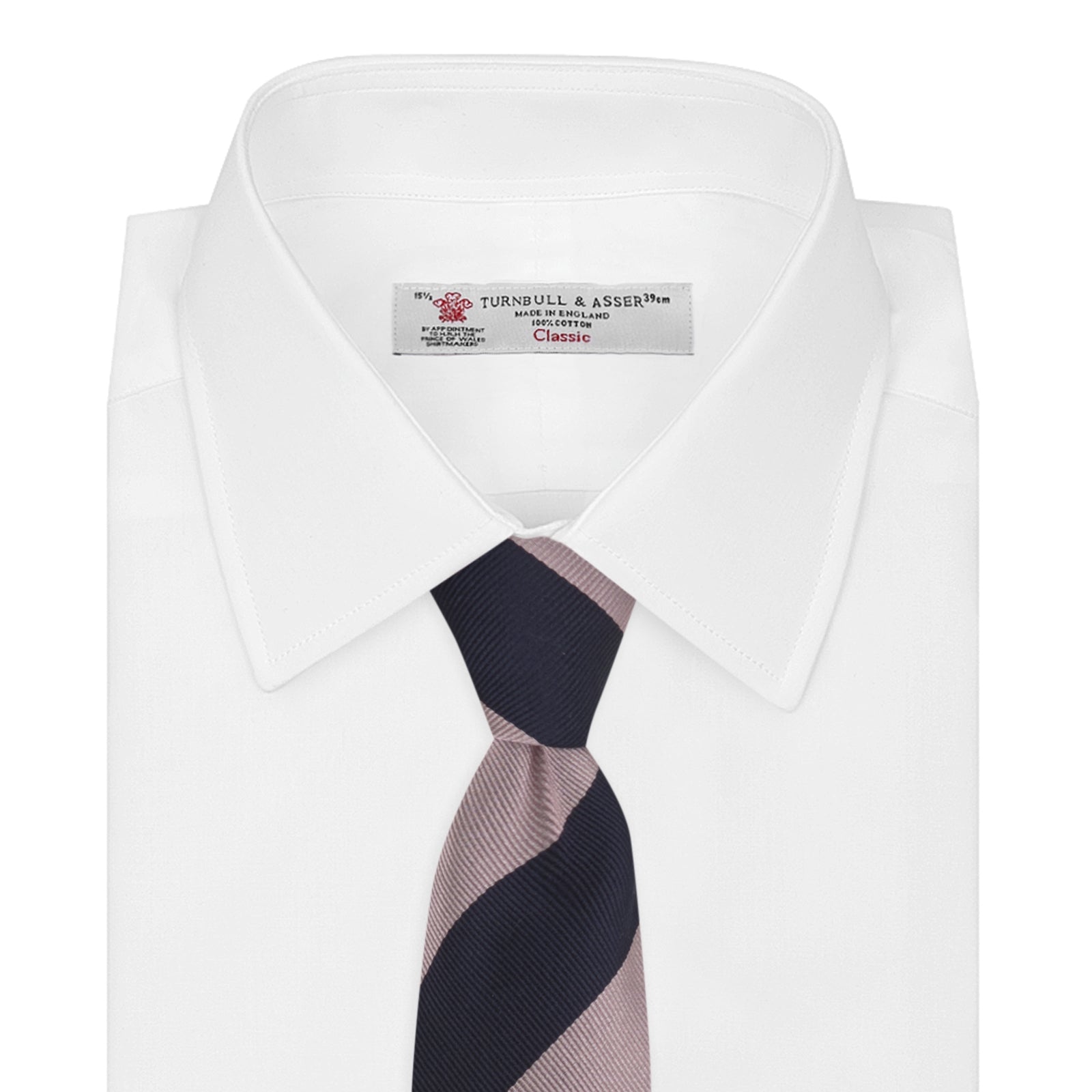 Image 3 of product Navy and Rose Block Stripe Repp Silk Tie