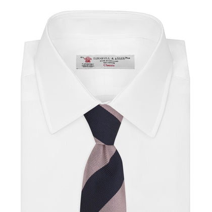 Navy and Rose Block Stripe Repp Silk Tie Image 2