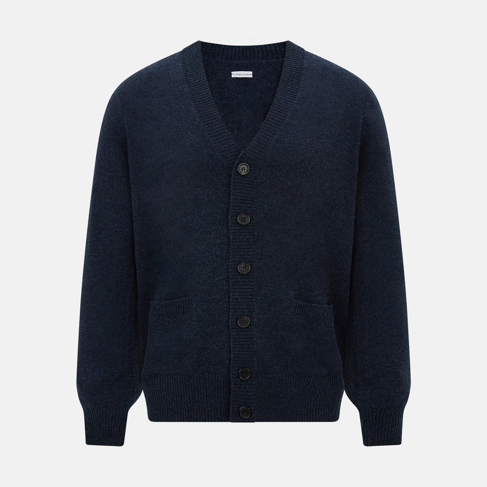 Navy Melange Cashmere Cardigan