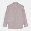 View 6 of product Burgundy Stripe Weekend Fit Shirt with Derby Collar and 1-Button Cuffs
