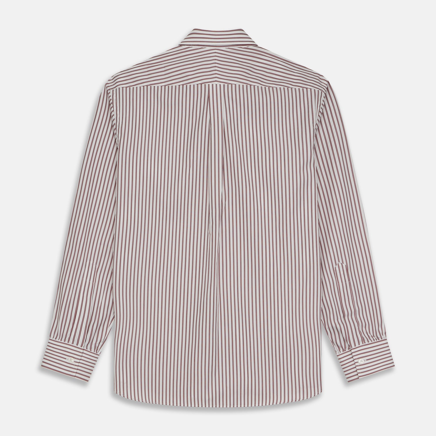 View 6 of product Burgundy Stripe Weekend Fit Shirt with Derby Collar and 1-Button Cuffs
