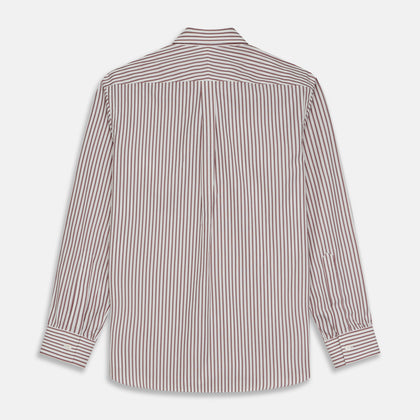 Burgundy Stripe Weekend Fit Shirt with Derby Collar and 1-Button Cuffs Image 5