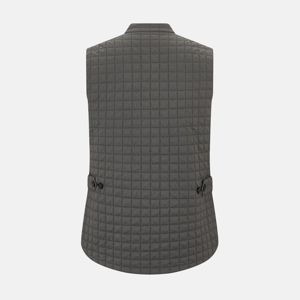 Shadow Grey Double-Breasted Quilted Gilet