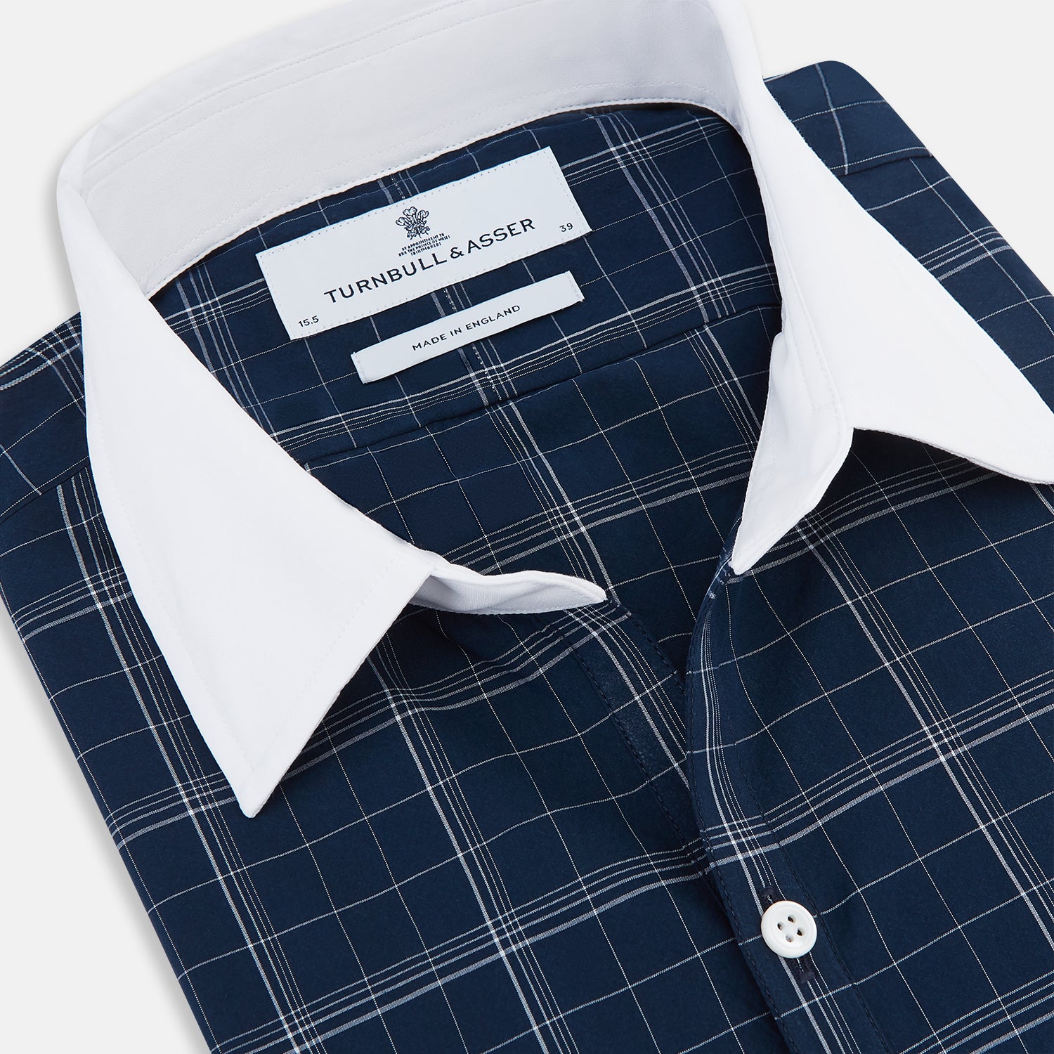View 2 of product Indigo Windowpane Check Windsor Shirt with Contrast T&A Collar and Cuffs