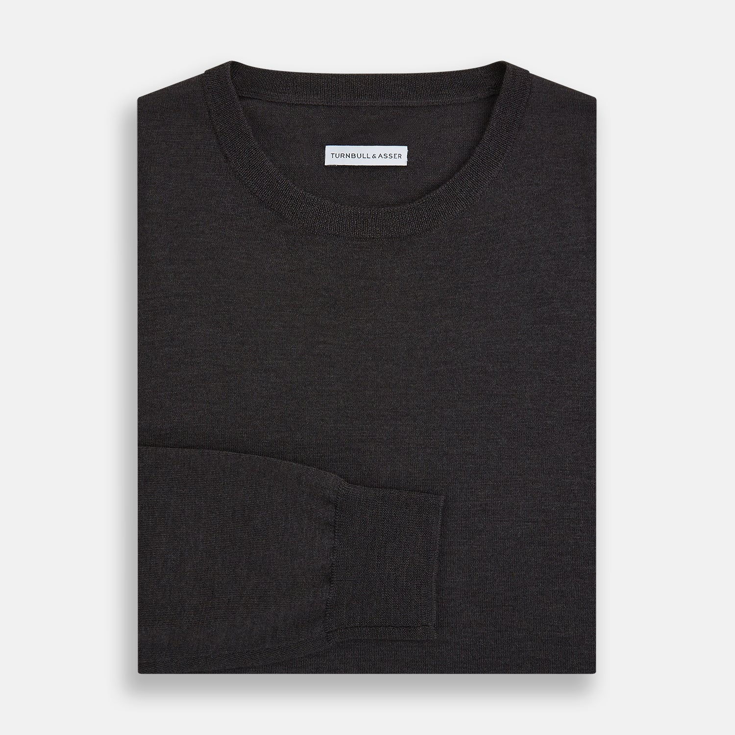 View 4 of product Charcoal Grey Fine Merino Round Neck Jumper