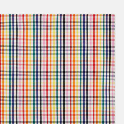 Hand Rolled Multi-coloured Grid Check Handkerchief Image 1