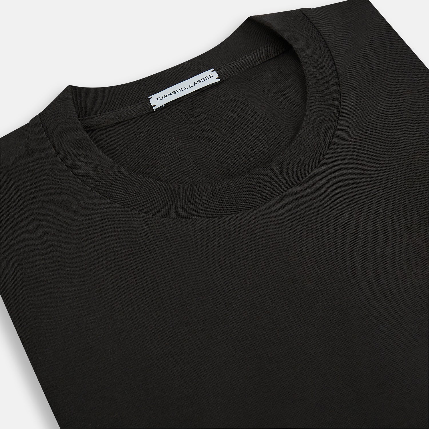 View 2 of product The Turnbull & Asser Dark Chocolate Short-Sleeve T-shirt features a crew neckline and quality fabric, shown against a white background to highlight its timeless appeal.