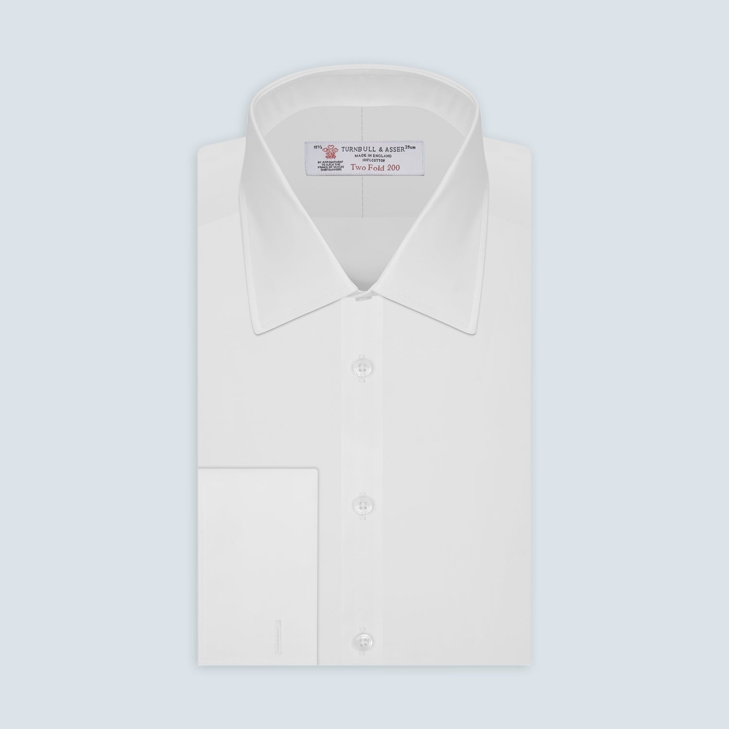 Two-Fold 200 White Cotton Shirt with T&A Collar and Double Cuffs