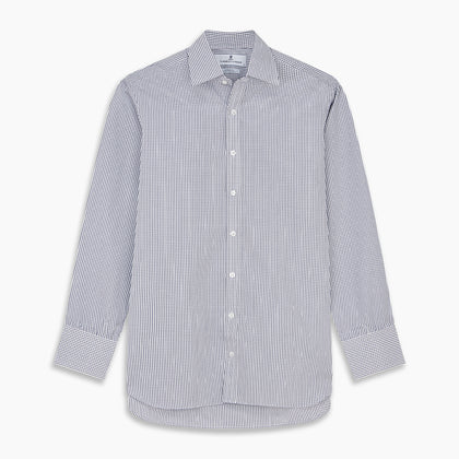 Navy Check Cotton Regular Fit Mayfair Shirt Image 5