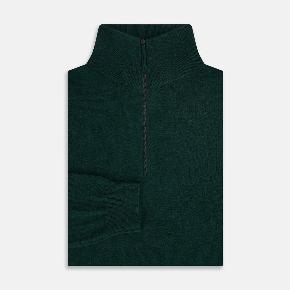 Forest Green Half-Zip Cashmere Jumper