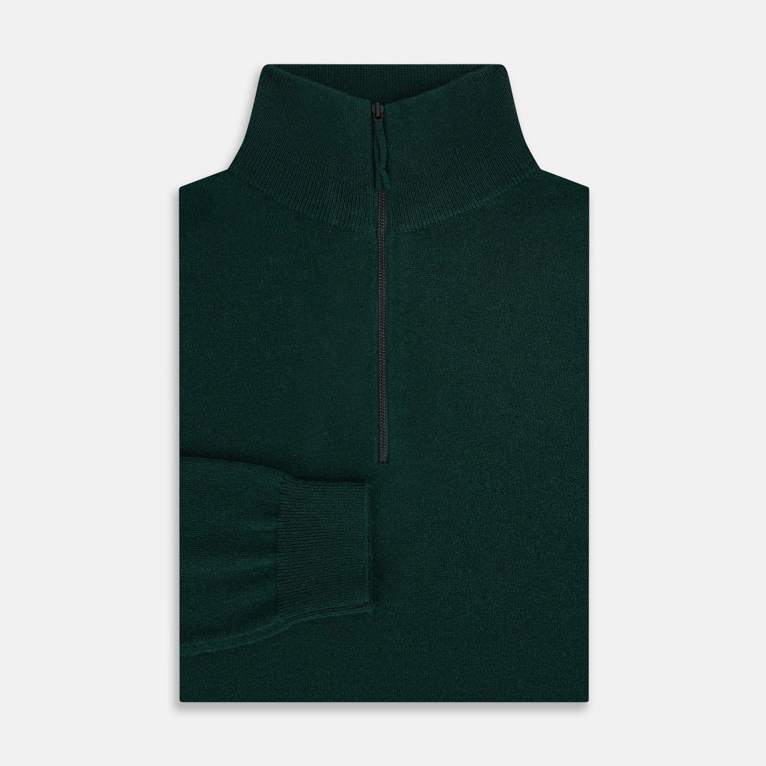 View 4 of product Forest Green Half-Zip Cashmere Jumper