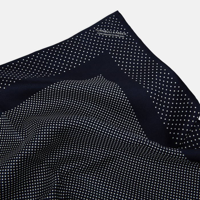 Navy and White Dot Silk Pocket Square Image 1