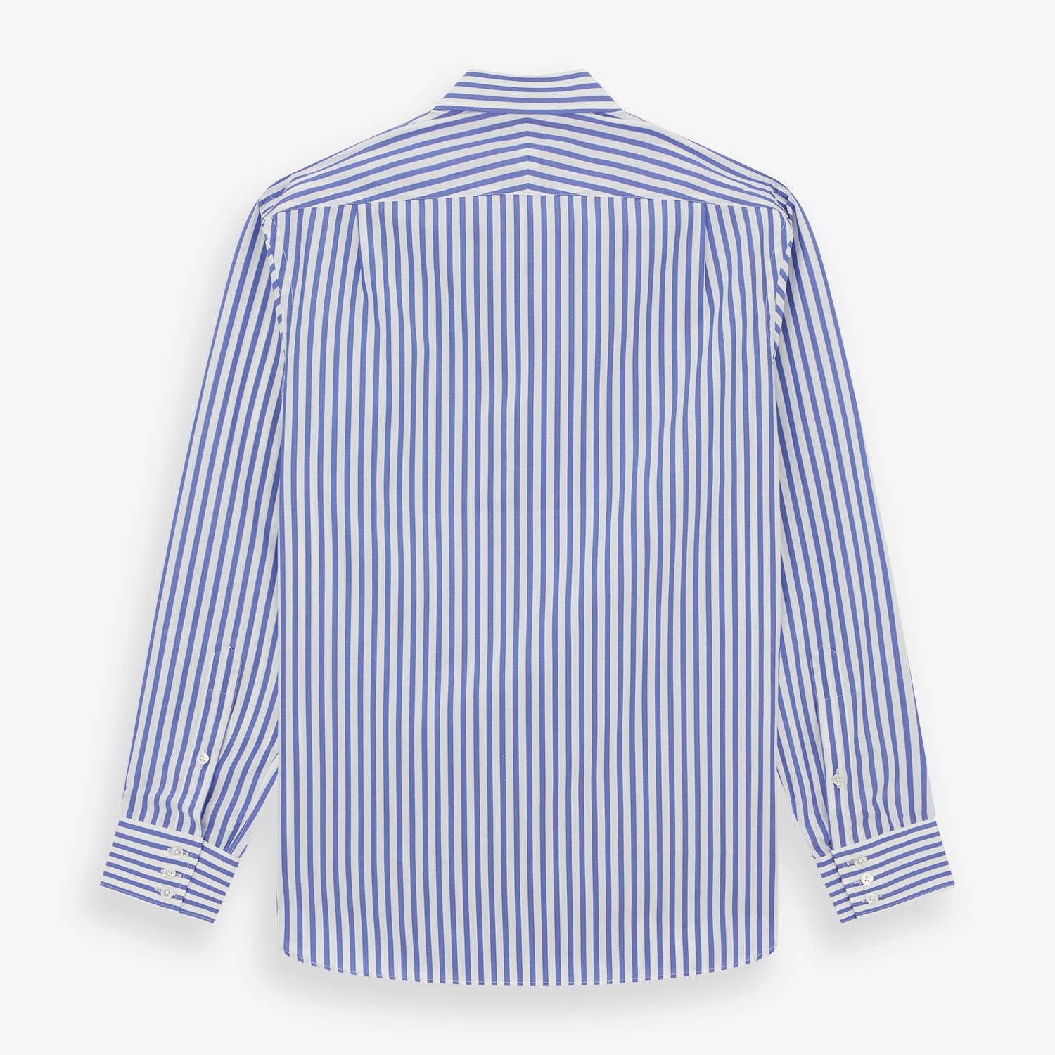 View 3 of product Tailored Fit Blue and White Candy Stripe Shirt with Kent Collar and 3-Button Cuffs