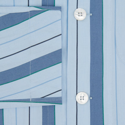 Blue Baiadera Stripe Pyjama Shirt Image 3