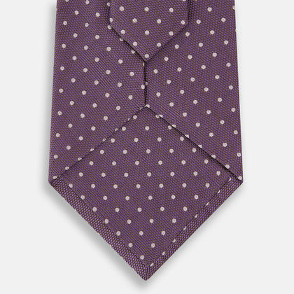 Lilac and Purple Micro Dot Silk Tie Image 2