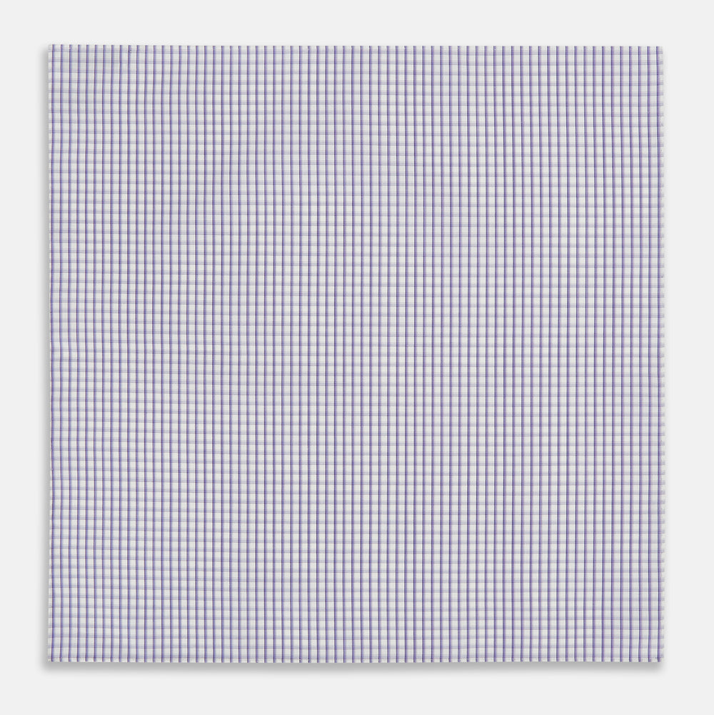 Purple Micro Shadow Check Hand-Rolled Handkerchief