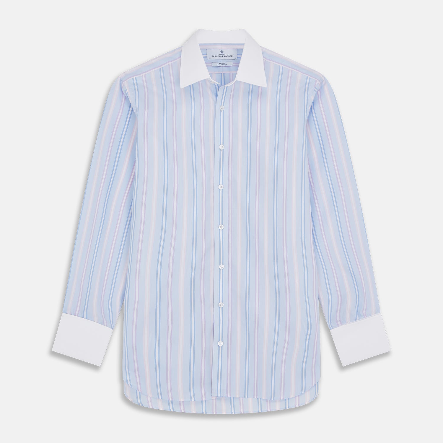 Light Blue Multi Stripe Cotton Regular Fit Penrose Shirt