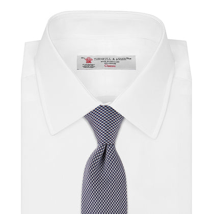 Seven-Fold Navy & White Houndstooth Silk Tie Image 1