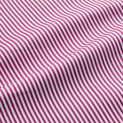 Purple & White Stripe Weekend Fit Shirt with Derby Collar and 1 Button Cuffs Image 5