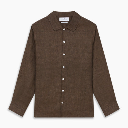 Chocolate Brown Linen Holiday Fit Fellows Shirt Image 5