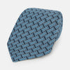 View 1 of product Pale Blue and Navy Weave-Patterned Printed Silk Tie