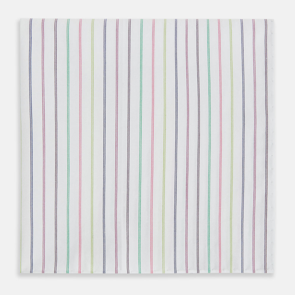 Green Multi Double Pinstripe Hand-Rolled Handkerchief