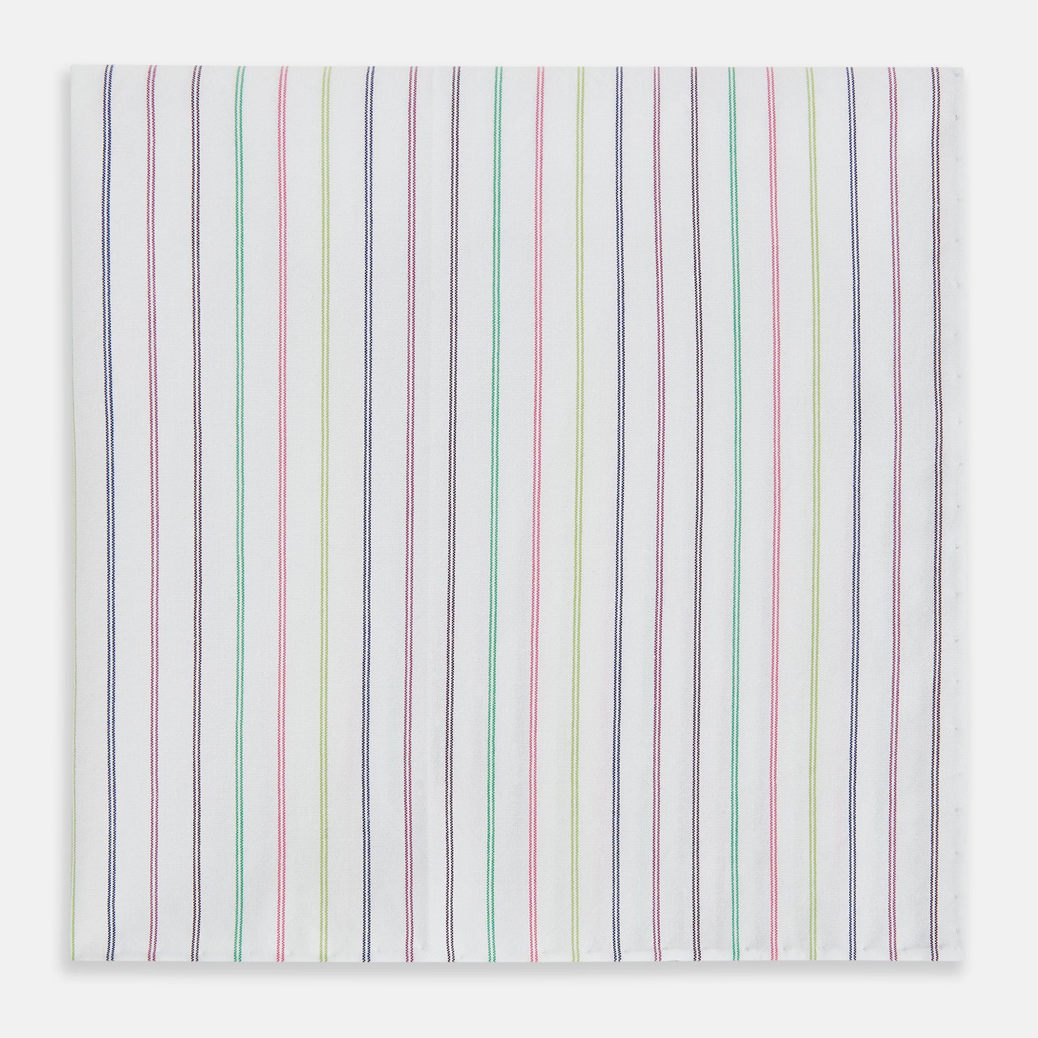 View 3 of product Green Multi Double Pinstripe Hand-Rolled Handkerchief