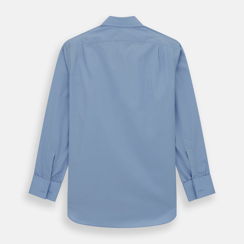 Blue Cotton Shirt with T&amp;A Collar and Double Cuffs