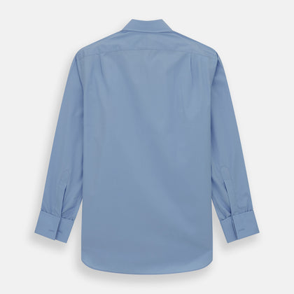 Blue Cotton Shirt with T&amp;A Collar and Double Cuffs Image 2