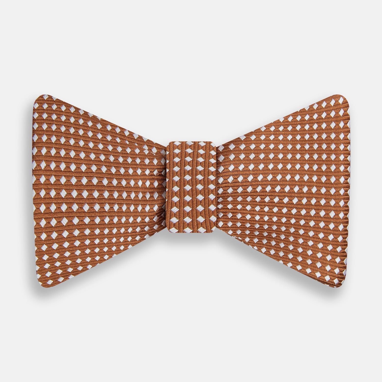 View 1 of product Brown and White Diamond Silk Bow Tie
