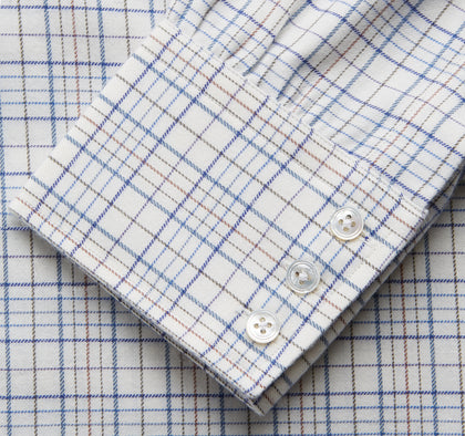 Blue Multi Check Regular Fit Cotton-Cashmere Shirt with T&A Collar and 3 Button Cuffs Image 2