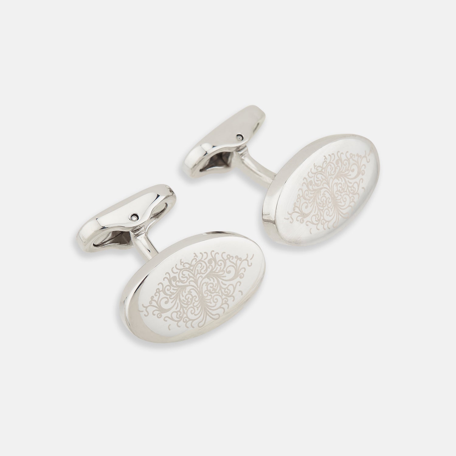 View 1 of product Silver Antique Floral Oval Cufflinks