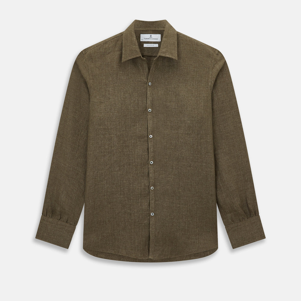 Olive Linen Windsor Shirt