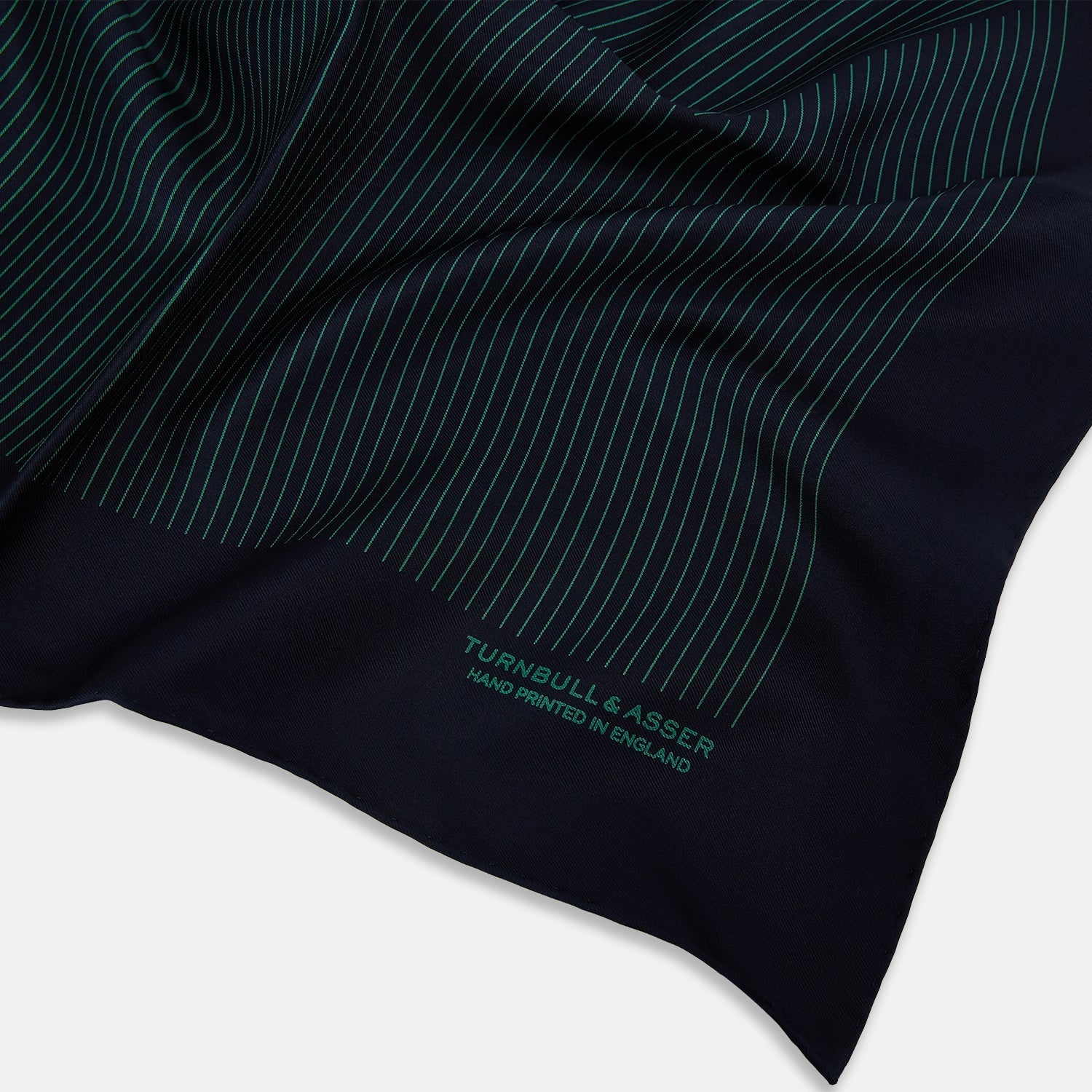View 2 of product Navy and Hunter Green Stripe Silk Pocket Square