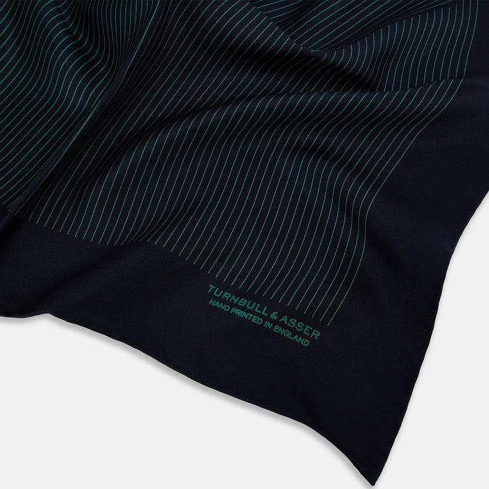 Navy and Hunter Green Stripe Silk Pocket Square Image 1