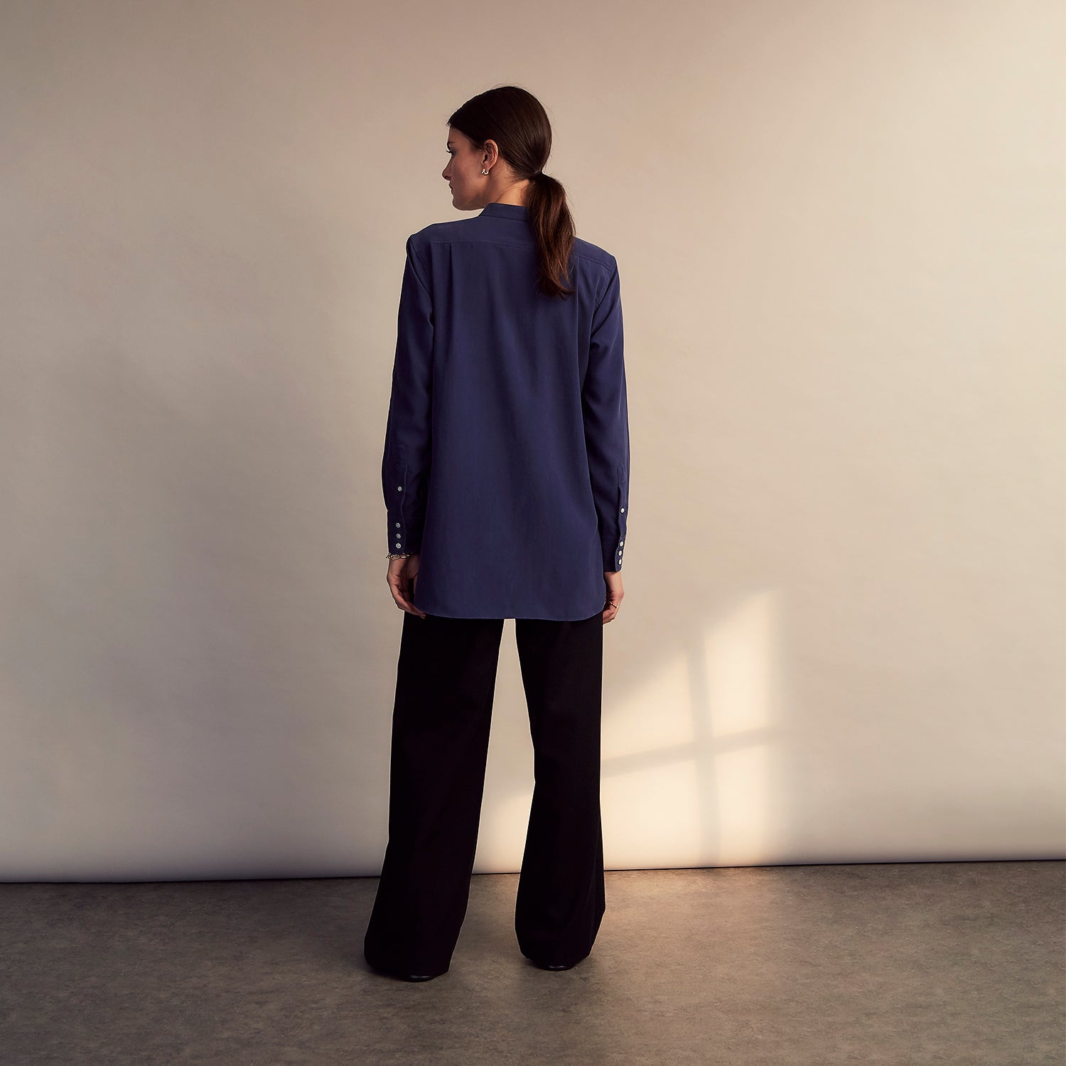 View 7 of product Blue Soft-touch Silk Lauren Shirt