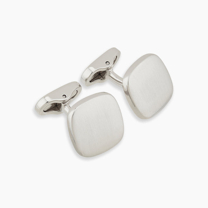 Brushed Silver Rounded Square Cufflinks Image 3