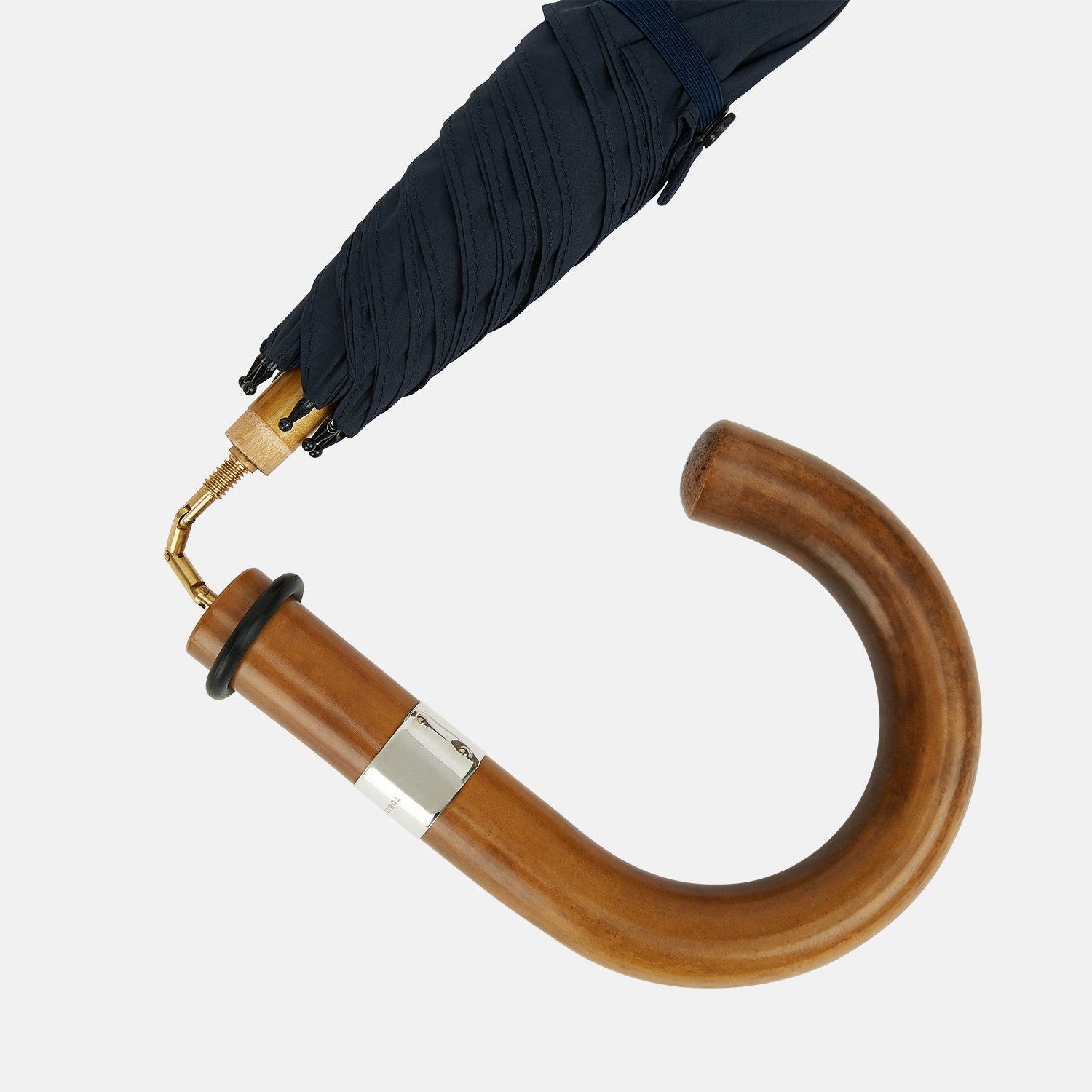 View 3 of product Navy Traveller Umbrella with Malacca Crook Handle