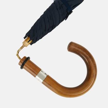 Navy Traveller Umbrella with Malacca Crook Handle Image 2