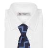 View 2 of product Navy and Light Blue Striped Zigzag Silk Tie