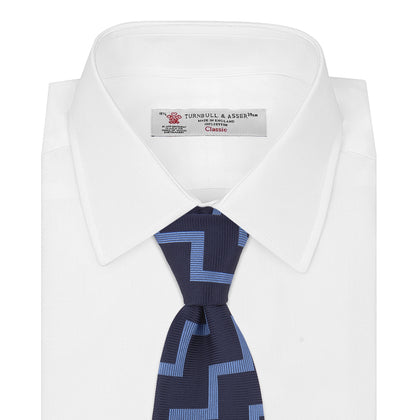 Navy and Light Blue Striped Zigzag Silk Tie