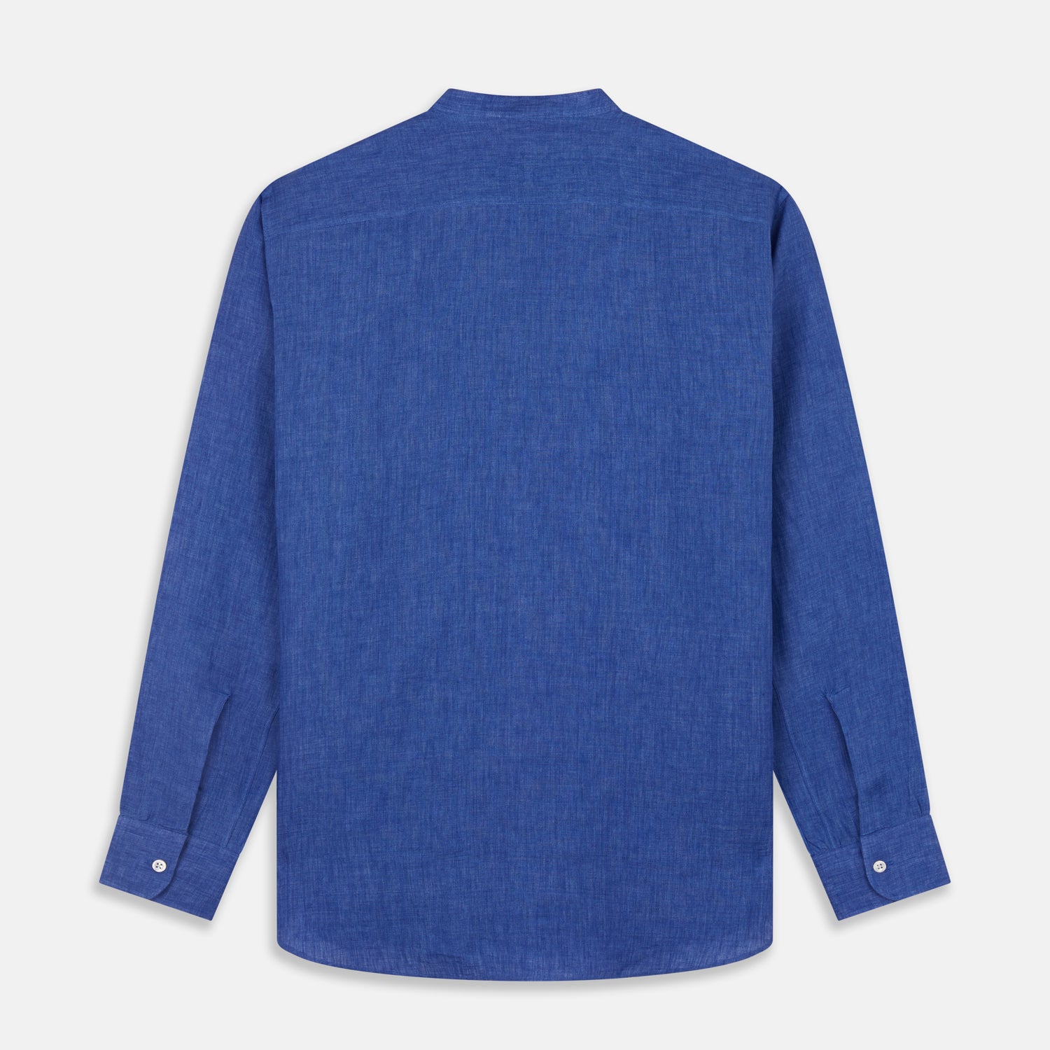 View 8 of product Plain Indigo Linen Weekend Fit Shirt with Stand Collar