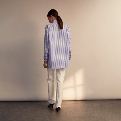Pale Blue Candy Stripe Cotton Marlene Shirt Image 9